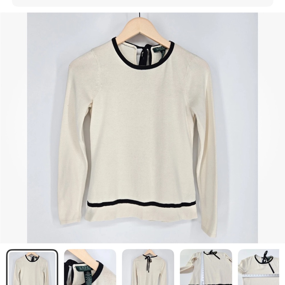 Ralph Lauren Women's Sweater in Cream with Black Trim